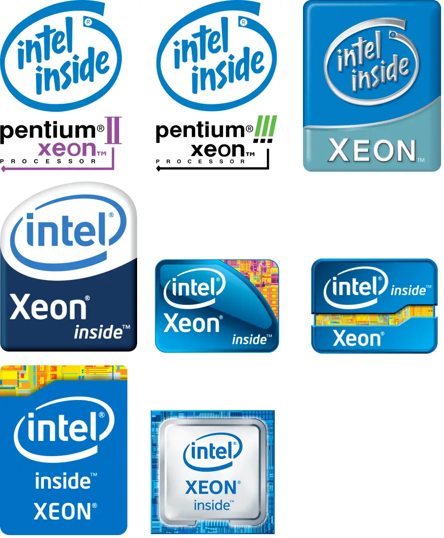 Старые интел. Intel Xeon logo. Intel inside Pentium Processor III logo. Интел логотип старый. Эволюция логотипов Intel.