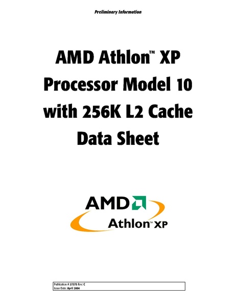 File:AMD Athlon XP Processor Model 10 with 256K L2 Cache Data Sheet.pdf